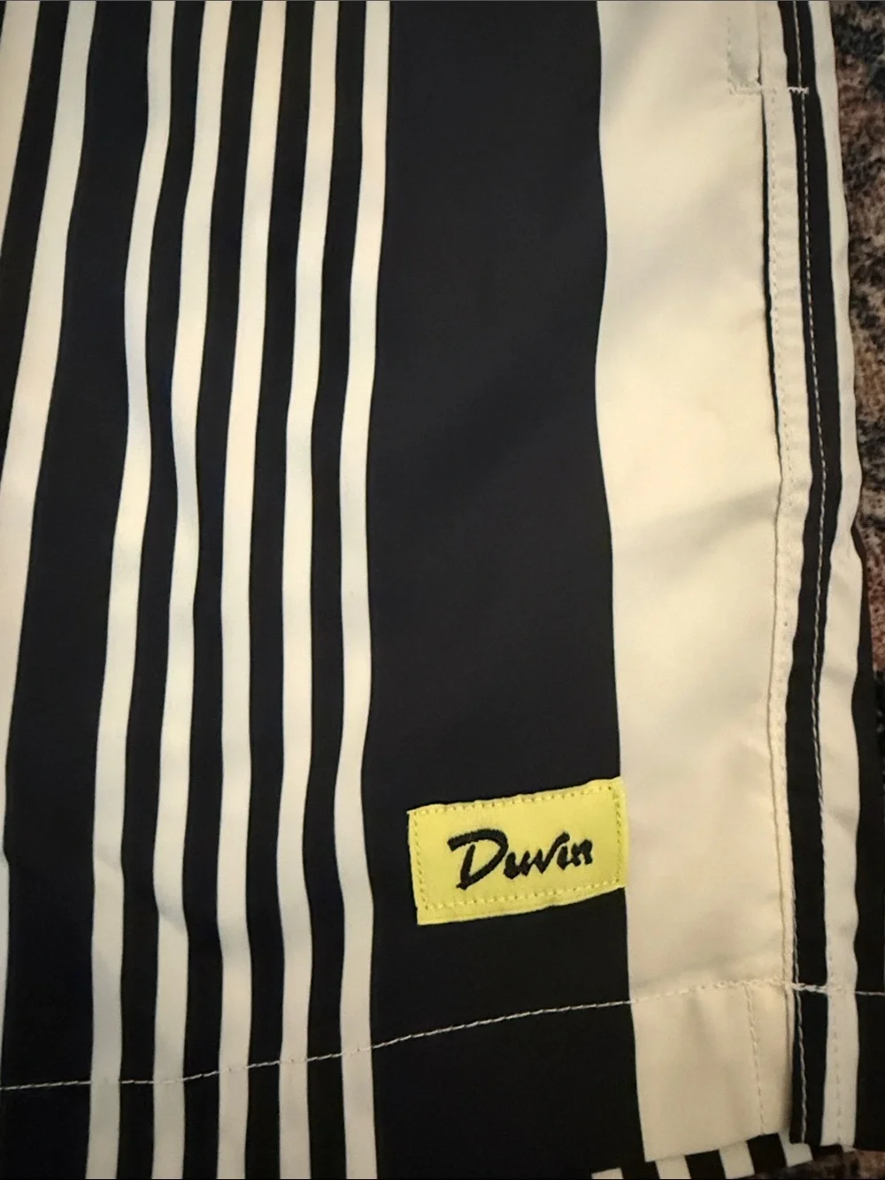 DUVIN Black & White Striped Men’s Swim Shorts